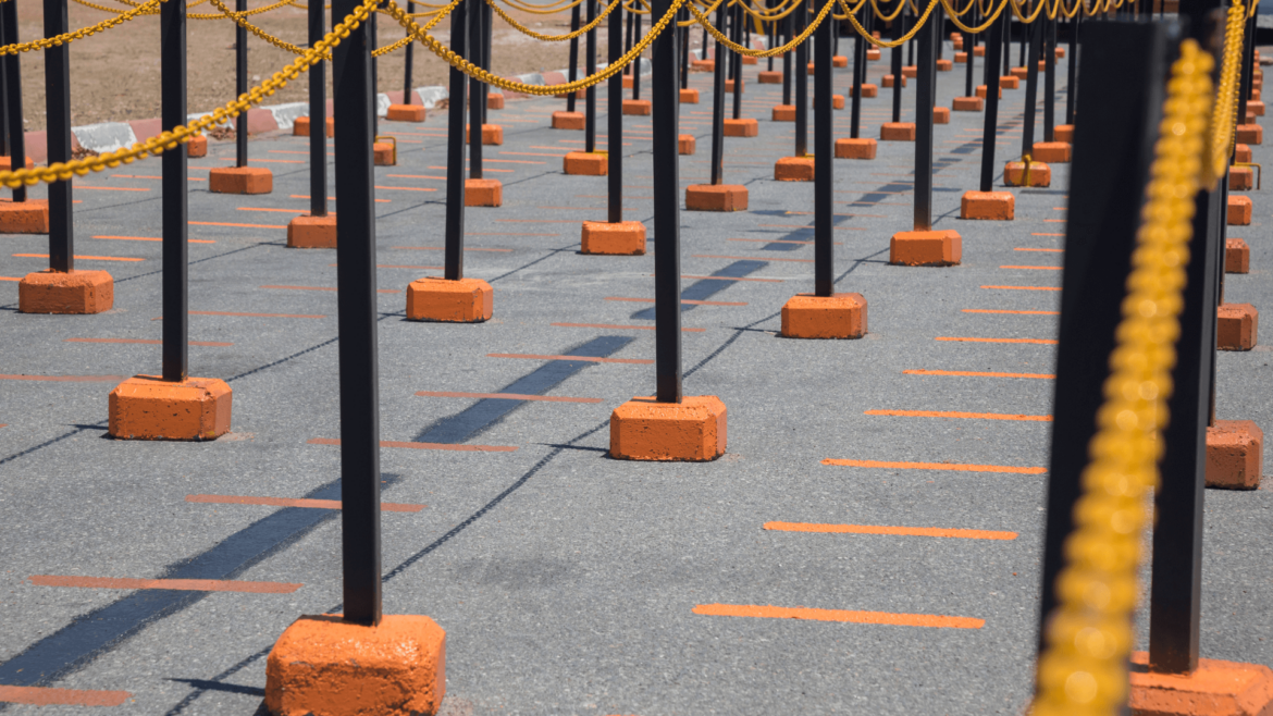event management using stanchions, and ropes